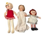 (3) Vintage Dolls: Raggedy Ann, 1967 Ideal, etc