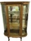 Antique Oak Curved Glass China Cabinet, Wooden