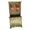 Vintage Painted 2-Door Glass Front Cabinet -