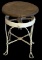 Antique Iron Child's Stool with Wooden Seat -