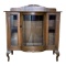 Antique Curved Front Oak Glass-Front Display