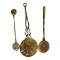 (3) Long Handled Brass Items: Candle Snuffer, (