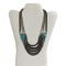 Bold Statement Necklace With Leather Snaps M