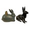 (2) Metal Rabbit Figures