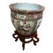 Chinese Fish Bowl with Wooden Stand - 15.5” x 15”