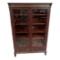 Antique Mahogany Glass Front Bookcase on Metal