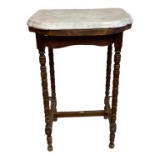 Antique Marble Top Table with Turned Legs