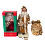 (2) Santa Figurines, (1) Musical Wall Christmas