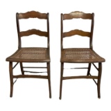 (2) Antique Side Chairs with Cane Seats