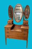 Antique Vanity with Triple Mirror (Center Mirror