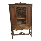 Depression Era China Cabinet with Carved