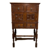 Vintage Gothic-Style Cabinet with Turned Legs,