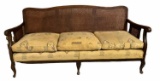 Vintage Sofa with Cane Back and Sides—71 1/4”