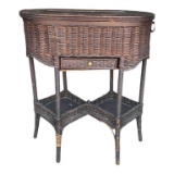 Vintage Wicker Lift-Top One Drawer