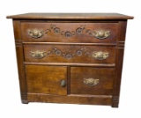 Victorian Chest/Stand - 2 Long Drawers Over 1 Door