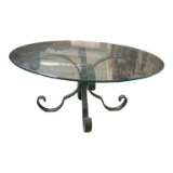 Round Top Glass Table With Metal Legs - 35”