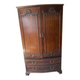 Antique Mahogany Wardrobe with Carved and Applied