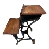 Antique Iron & Wooden School Desk