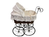 Iron and Wicker Baby Doll Stroller - 26