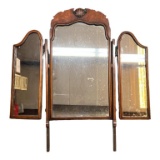 3 Part Swing Mirror In Wooden Frame - Originally