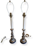 Pair of Candlestick Lamps with Wooden Base - 31