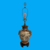 Ceramic Table Lamp on Wood Base--31 1/2