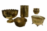 (5) Assorted Brass Planters, etc.