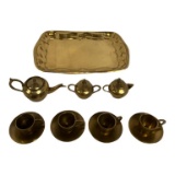 Miniature Brass Tea Set - Tray Measures 7” Long
