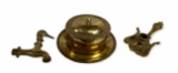 (3) Brass Items: Phoenix Candlestick Holder, O