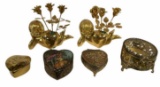 Assorted Brass Decorative Dresser Accessories