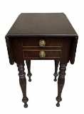 Antique Drop-Leaf Two Drawer Side Table, Dovetail