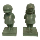 Pair of Frankart Style Pouting Little Boy & Girl