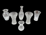 (6) Small Crystal Vases: 