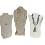 (3) Crystal Necklaces - Blue Lace Agate, White
