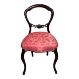 Antique Mahogany Chair with Damask Upholstered