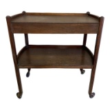 Vintage Oak Two Tier Table with Sliding Drawer,