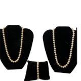 (2) Costume Pearl Necklaces and (1) Costume P