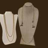 (2) Costume Pearl Necklaces, (3) Eyeglass Chains