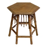 Hexagonal Table with Bamboo Legs - 16” x 14”, 18”