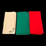 (3) Sets of Linen Napkins:  (8) Green, (14) Red,