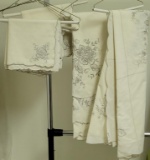 (2) Embroidered Scalloped Edge Tablecloths w/16
