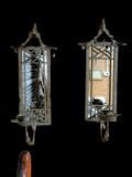 (2) Metal Mirrored Sconces - 5 1/4” x 19”