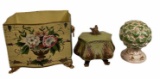 (3) Decorative Accessories:  Hand-Painted Metal