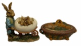 (2) Decorative Rabbit Items:  Chrisdon Figurine &