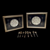 (2) Framed Sets: Saucer, Fork and Spoon and (8)