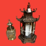 (2) Metal and Glass Lanterns - 23” H and 15” H