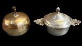 Pewter Covered Box and Brass Covered Box