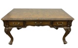 Chippendale Style Three Drawer Desk, Brass