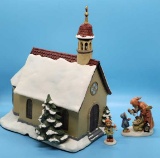 Lighted Hummel Church with Figures and Box