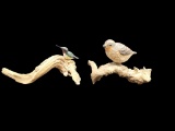 (2) Handcarved Birds, Signed